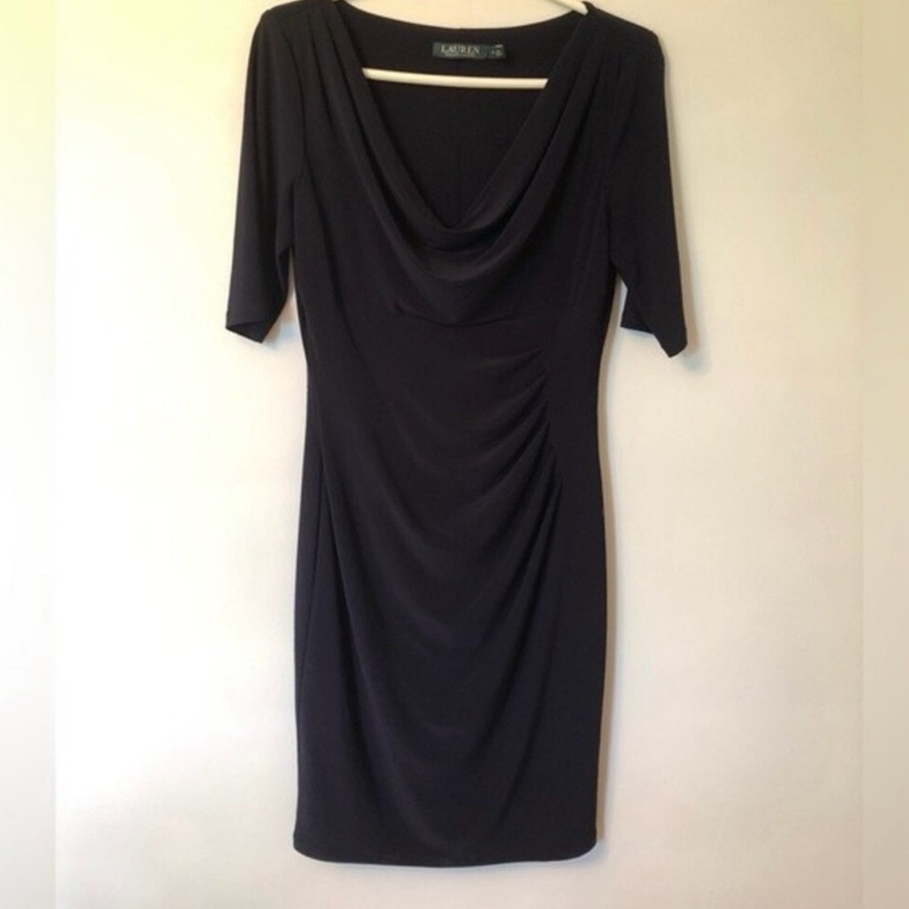 Lauren Ralph Lauren Cowl Neck faux wrap dress